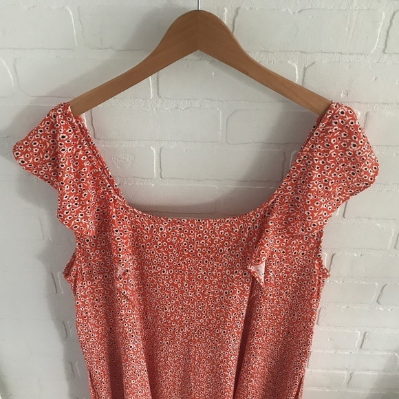 Maxi dress Fairy Ruffle Mod Boho Daisies Stretch Flowy Orange 3X - Picture 5 of 12